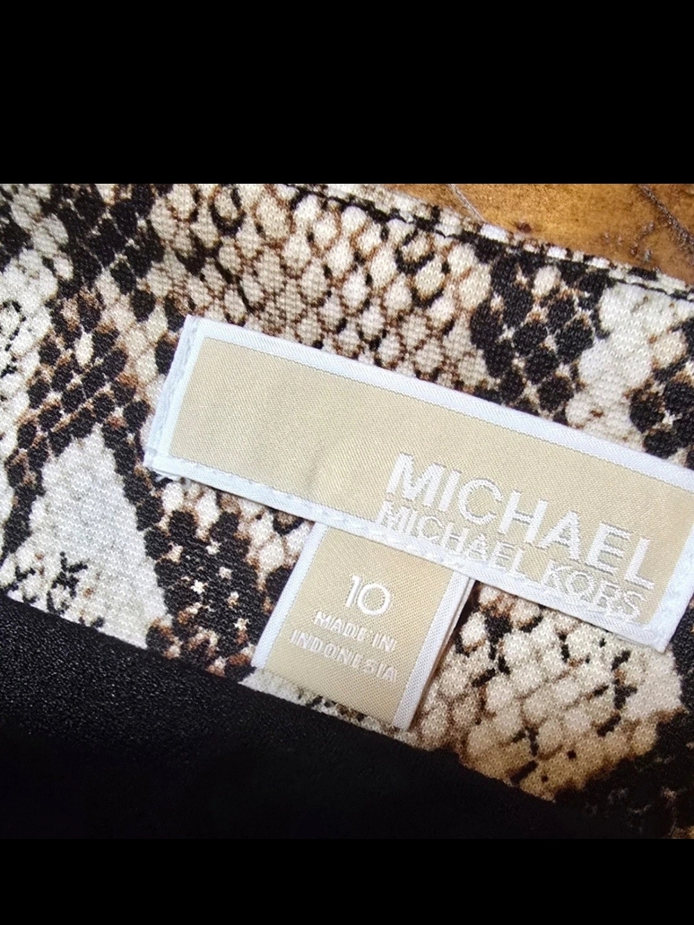 Michael Kors Collection Beige and Black Snake-Print Pencil Skirt